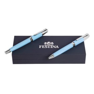 Set Classicals Chrome Light Blue (ballpoint pen & fountain pen) - Reklamnepredmety