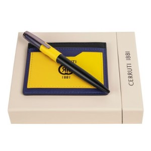 Set Brick Navy Bright Blue (ballpoint pen & card holder) - Reklamnepredmety