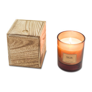 SILIA scented candle in wooden box - Reklamnepredmety