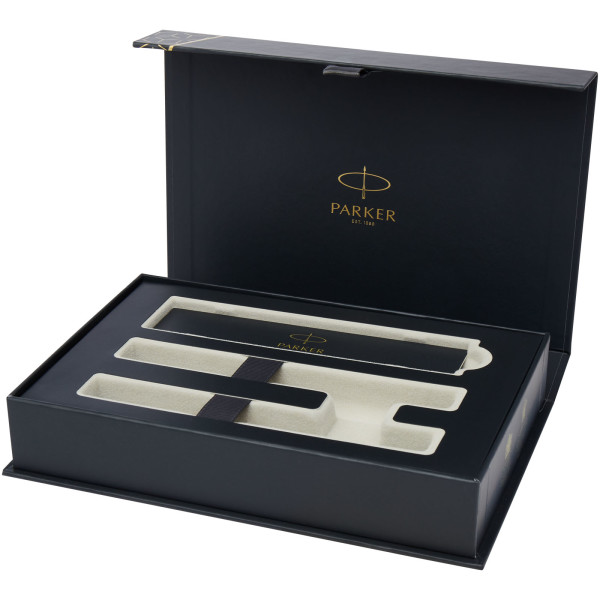 Set of achromatic ballpoint and rollerball pens with IM gift box