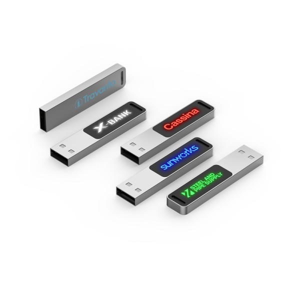 SLIM KOVOVÝ USB 2.0 / 3.0 FLASH DISK S LED LOGEM