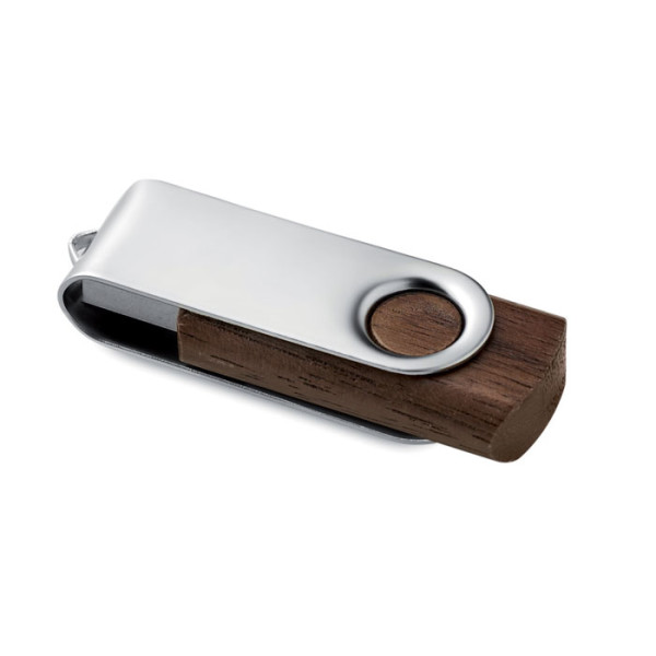 Rotating style memory stick with wooden casing and metal turning cover