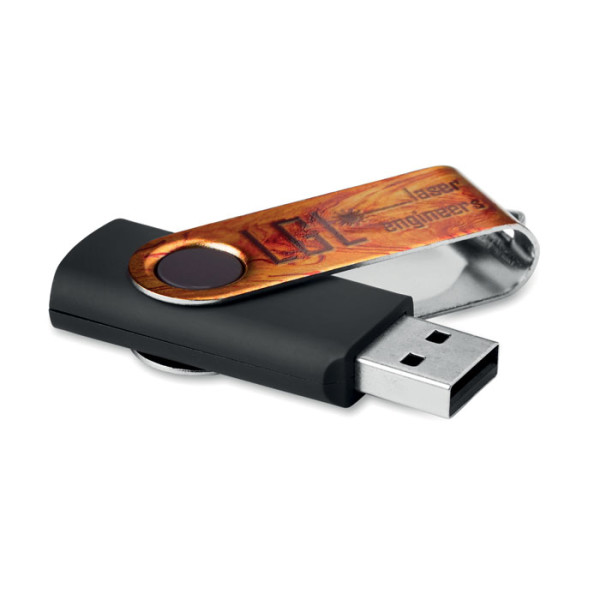 USB Flash with allover printed silver colour metal clip