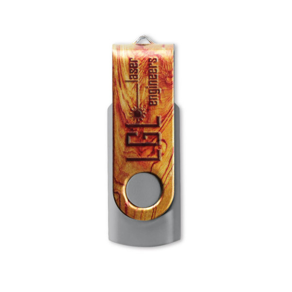 USB Flash with allover printed silver colour metal clip