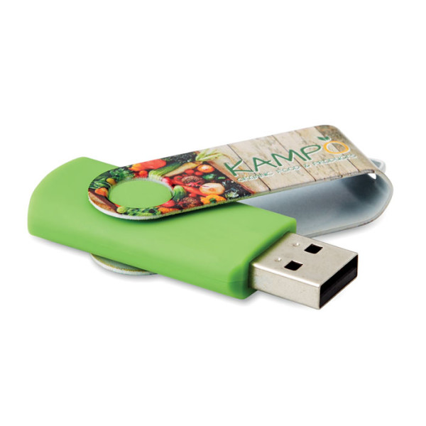 USB Flash with allover printed silver colour metal clip