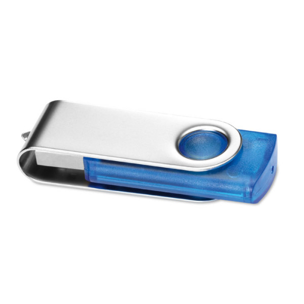 Transparent casing USB Flash Drive with protective metal cover., with print