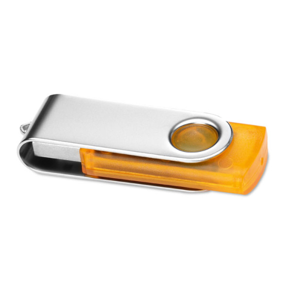 Transparent casing USB Flash Drive with protective metal cover., with print