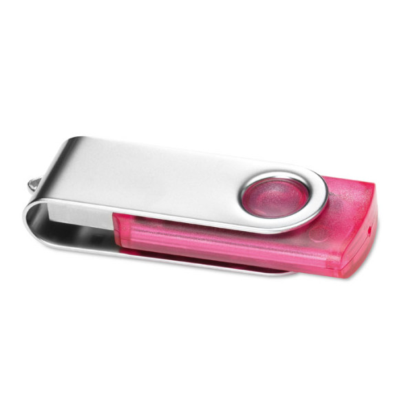 Transparent casing USB Flash Drive with protective metal cover., with print