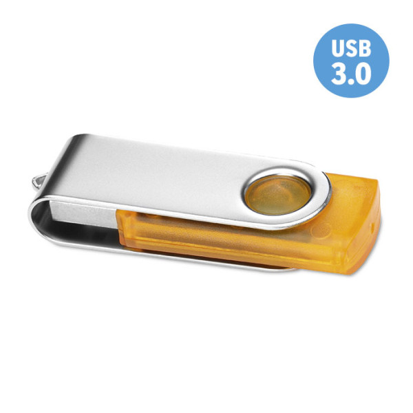 USB 3.0 stick with transparent housing and protective metal cover