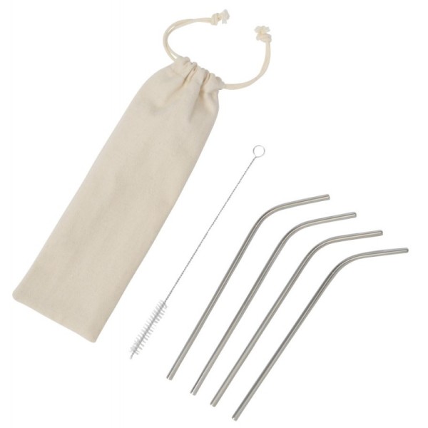 Stainless steel straw kit DRINK HAPPY