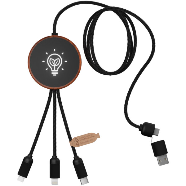 5in1 rPET charging cable with glowing logo and 10 W charging pad SCX.design C40