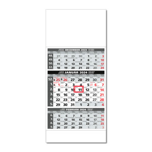 Plánovací kalendár ŠTANDARD 3M sivý 2024  Obrázok H - Reklamnepredmety
