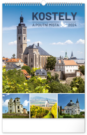 Nástenný kalendár Kostoly a pútnické miesta 2024, 33 × 46 cm - Reklamnepredmety
