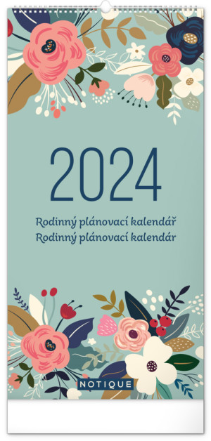 Nástenný plánovací kalendár Kvety 2024, 21 × 42 cm - Reklamnepredmety