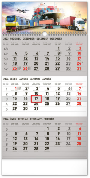Nástenný kalendár 3-mesačný Špedícia šedý – s českými menami CZ 2024, 29,5 × 43 cm - Reklamnepredmety