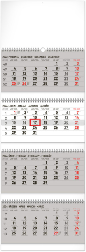 Nástenný kalendár 4-mesačný štandard skladací CZ 2024, 29,5 × 84,5 cm - Reklamnepredmety