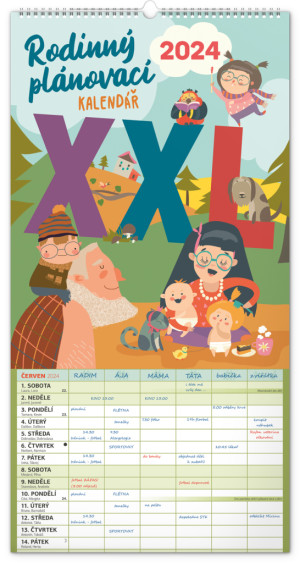 Nástenný kalendár Rodinný plánovací XXL CZ 2024, 33 × 64 cm - Reklamnepredmety