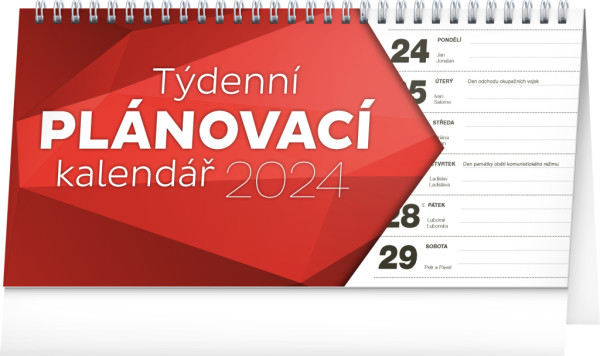Stolový kalendár Plánovací riadkový CZ 2024, 25 × 12,5 cm