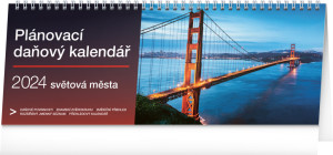 Stolový kalendár Plánovací daňový – Svetová mesta 2024, 33 × 12,5 cm - Reklamnepredmety