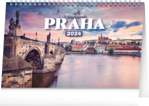Stolový kalendár Praha – Milujem Prahu 2024, 23,1 × 14,5 cm - Reklamnepredmety