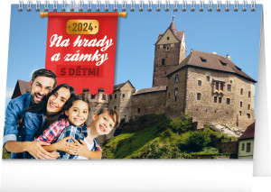 Stolový kalendár S deťmi na hrady a zámky 2024, 23,1 × 14,5 cm - Reklamnepredmety