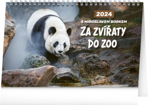 Stolový kalendár Za zvieratami do zoo – Miroslav Bobek 2024, 23,1 × 14,5 cm - Reklamnepredmety