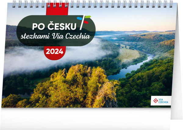 Stolový kalendár Okolo Česka chodníkmi Via Czechia 2024, 23,1 × 14,5 cm