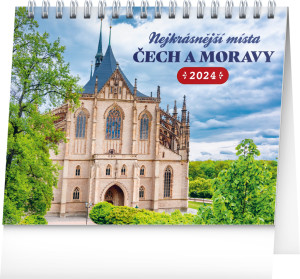 Stolový kalendár Najkrajšie miesta Čech a Moravy 2024, 16,5 × 13 cm - Reklamnepredmety