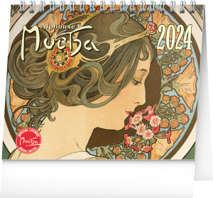Stolový kalendár Alfons Mucha 2024, 16,5 × 13 cm - Reklamnepredmety