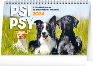 Stolový kalendár Psi – Psy CZ/SK 2024, 23,1 × 14,5 cm - Reklamnepredmety