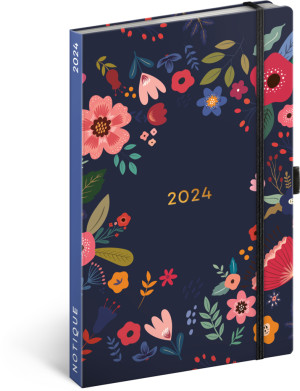 Týždenný diár Kvety v modrom 2024, 13 × 21 cm - Reklamnepredmety