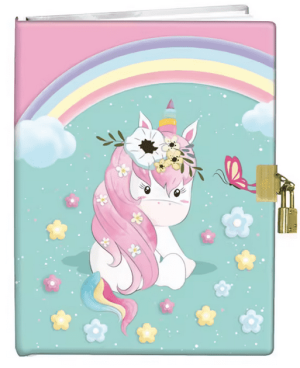 Pamätník 13x18cm so zámkom - Rainbow Unicorn - Reklamnepredmety