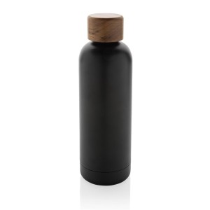 Wood RCS certified recycled stainless steel vacuum bottle - Reklamnepredmety