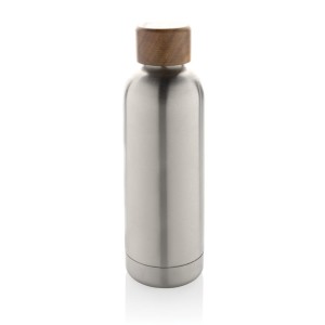 Wood RCS certified recycled stainless steel vacuum bottle - Reklamnepredmety