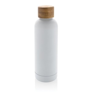 Wood RCS certified recycled stainless steel vacuum bottle - Reklamnepredmety