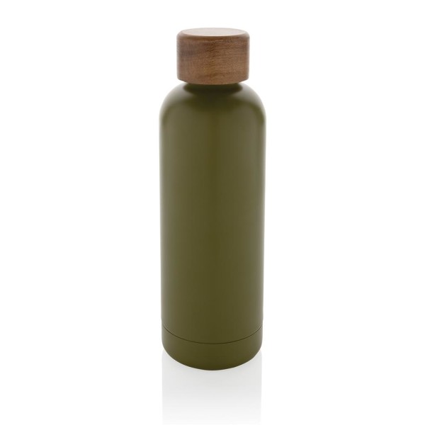 Wood RCS certified recycled stainless steel vacuum bottle