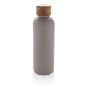 Wood RCS certified recycled stainless steel vacuum bottle - Reklamnepredmety