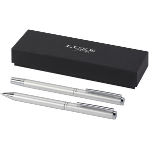 Lucetto ballpoint pen and rollerball pen gift set in recycled aluminium - Reklamnepredmety