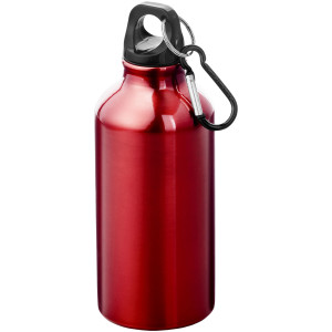 Oregon recycled aluminium water bottle with RCS certification and carabiner, 400 ml - Reklamnepredmety