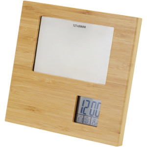 Bamboo photo frame with weather station Sasa