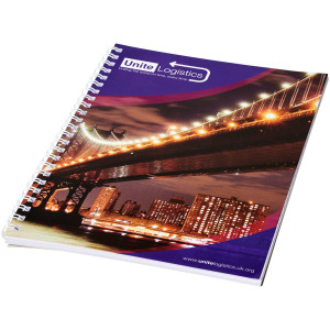 Desk-Mate® spiral notebook in A5 format with printed back - Reklamnepredmety