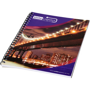 Desk-Mate® spiral notebook in A5 format with printed back - Reklamnepredmety