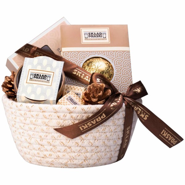 White Christmas gift basket