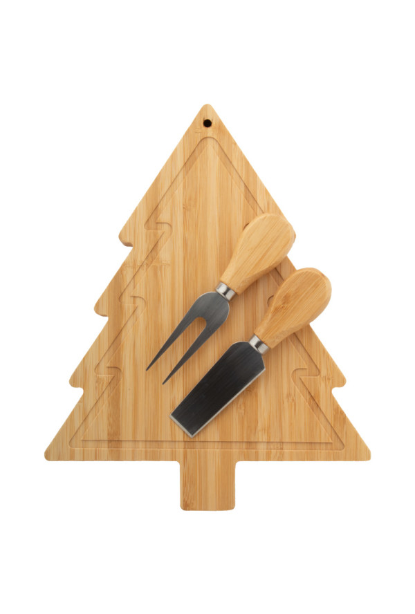 Set of bamboo cheese knives in Christmas design Jarlsberg