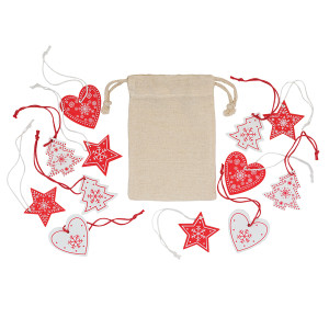 XMAS DECOR set of wooden Christmas decorations in a bag - Reklamnepredmety