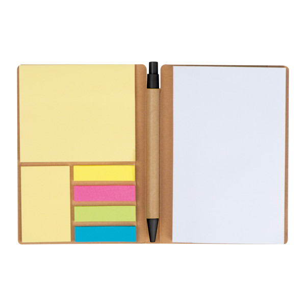 Notebook with sticky labels