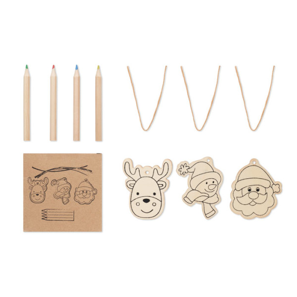 Set of 3 wooden Christmas decorations intended for painting