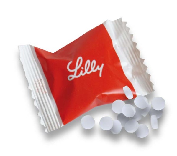 Peppermints in an advertising bag