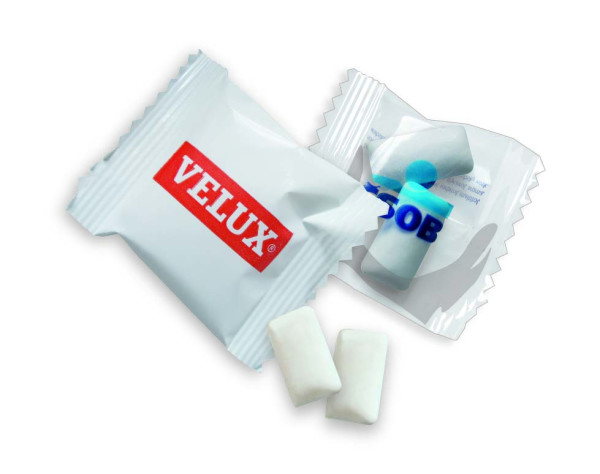 Chewing gum in a promotional bag