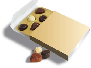 Candy box with 10 Belgian chocolate pralines - Reklamnepredmety